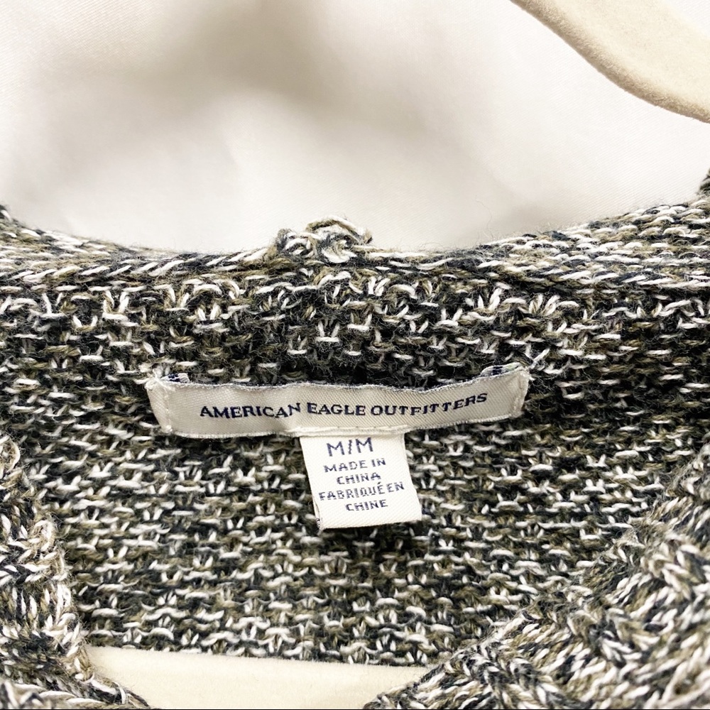 American Eagle Gray Hooded Knit Sweater - Picture 2 of 9